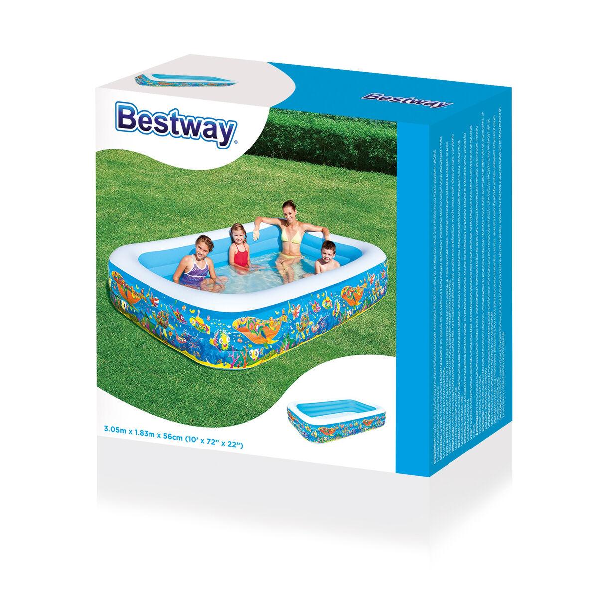 Bestway Aufblasbarer Pool Floral 3 Kammern 305x183x56 cm +6 Jahre Garten 54121 - Shop Hammer 