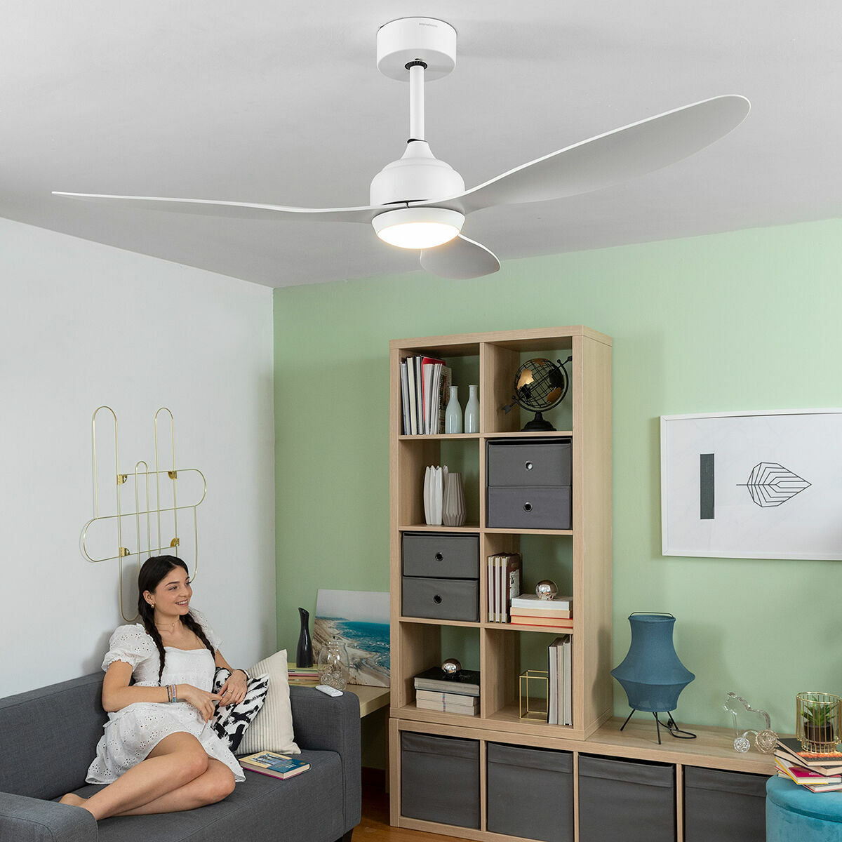 Deckenventilator mit LED-Licht und 3 ABS-Flügeln Flaled InnovaGoods Weiß 36 W 52" Ø132 cm - Shop Hammer 