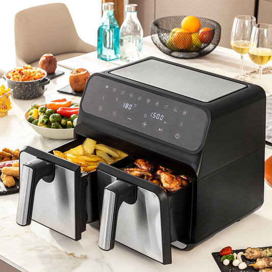 Heißluftfritteuse InnovaGoods Fryinn Double 8000 Schwarz 3400 W 8 L Edelstahl - Shop Hammer 